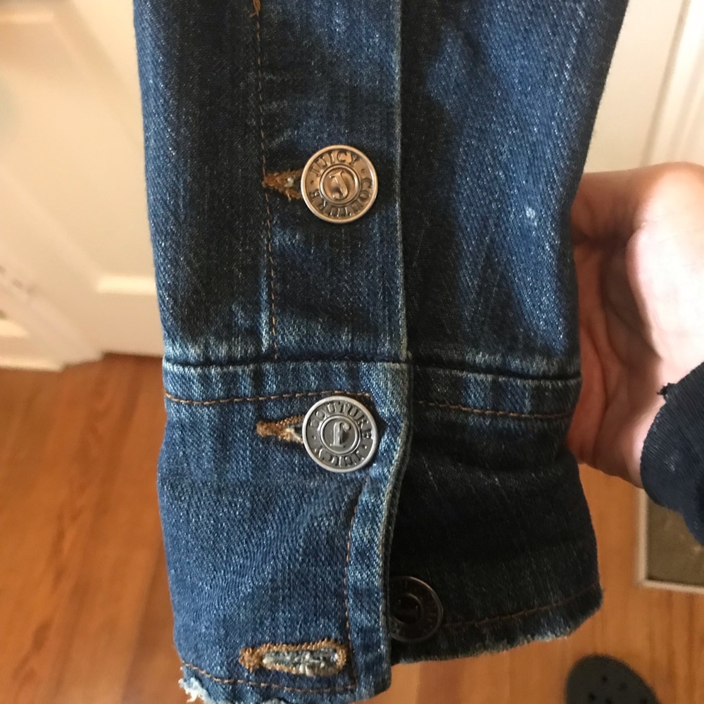 Juicy Couture Jeans Distressed Jean Jacket Size L - Picture 4 of 10